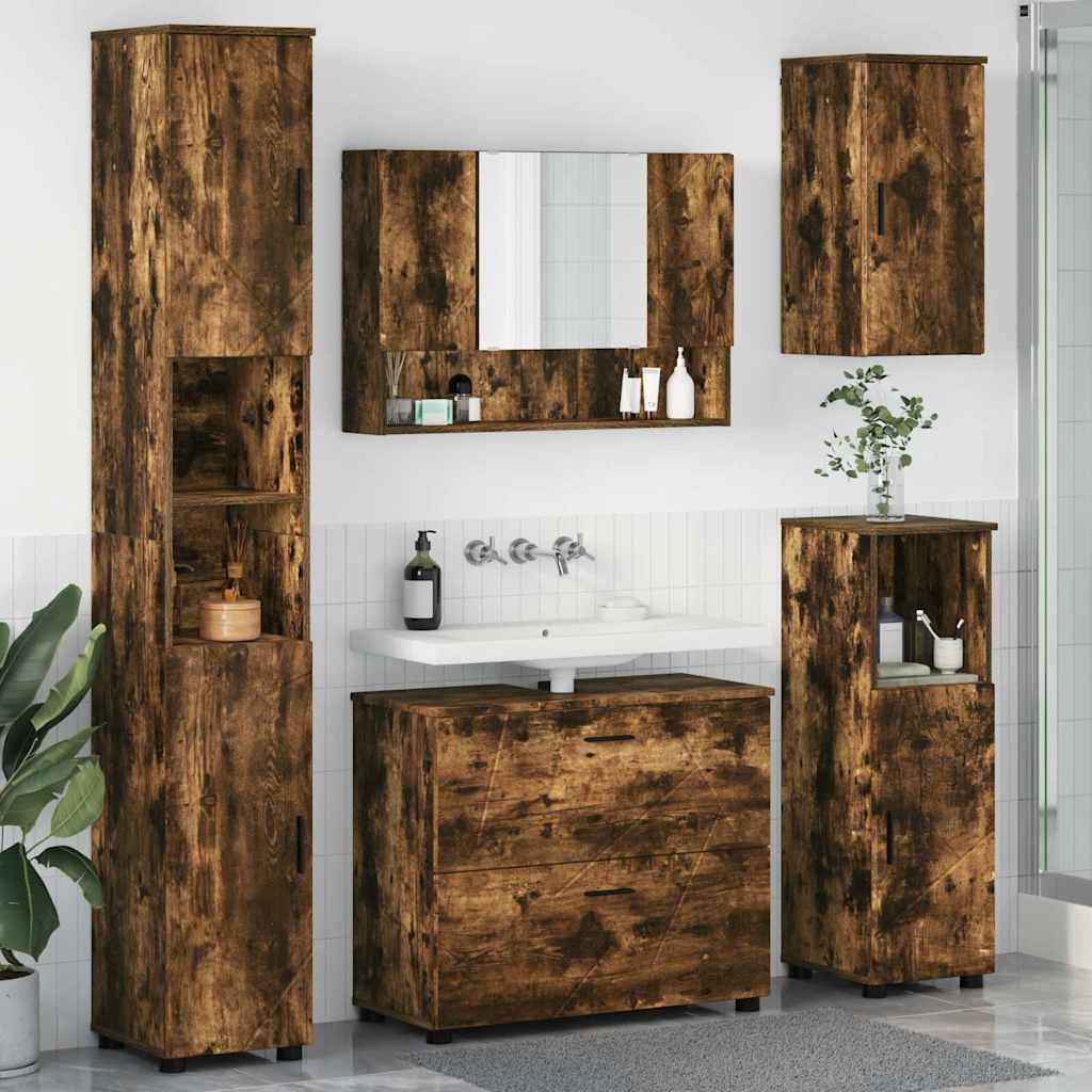 Bathroom Furniture Set 5 pcs Smoked oak 30 x 35 x 192 cm